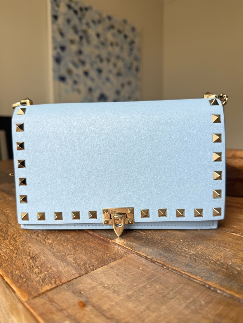 Valentino Powder Blue Studded Crossbody Bag